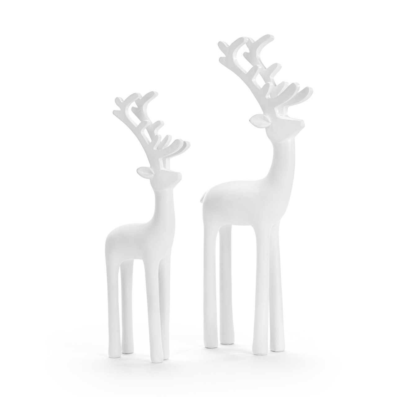 Large White Resin Reindeer Figures - Set of 2 thumbnail