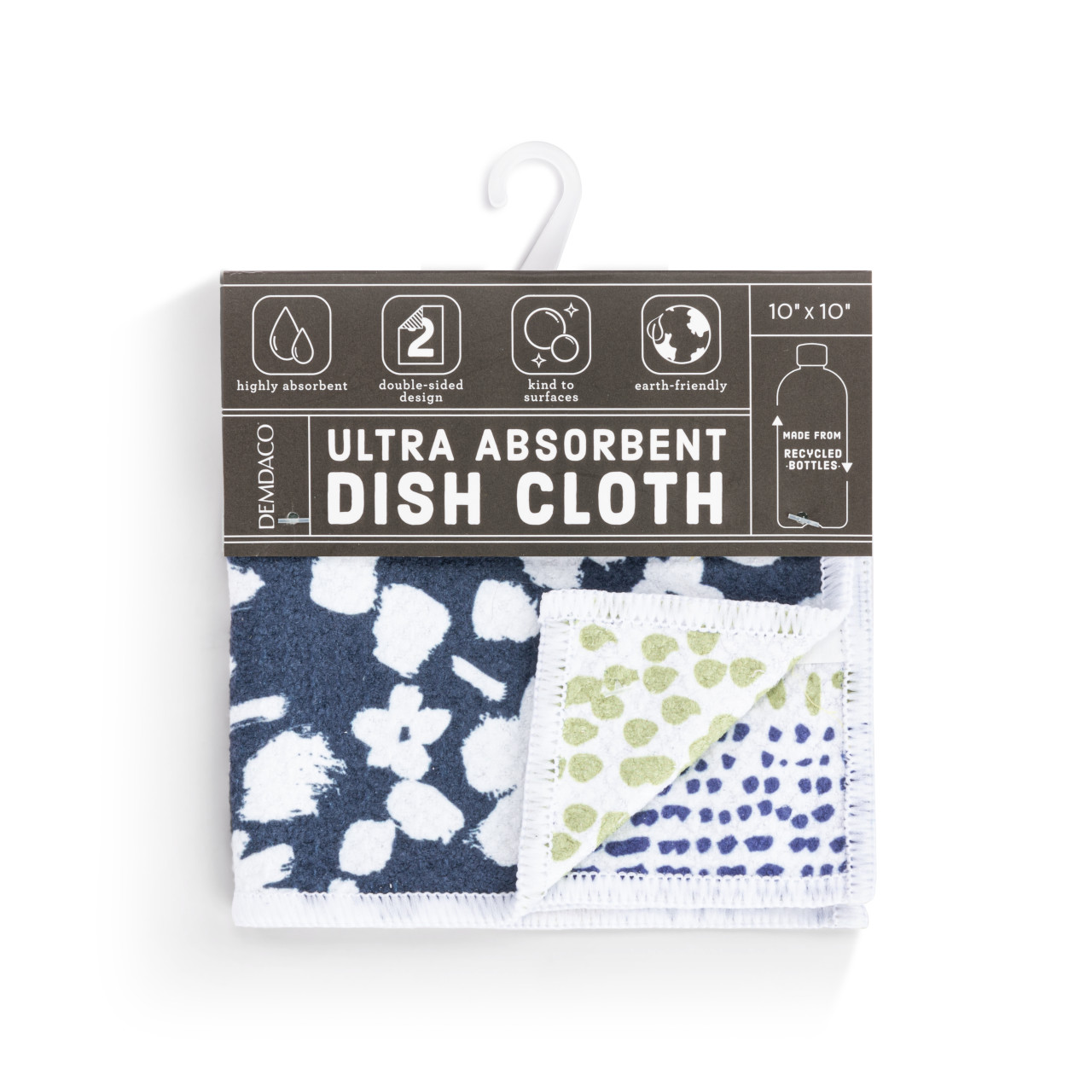 Navy Floral 2-Sided Dishcloth thumbnail