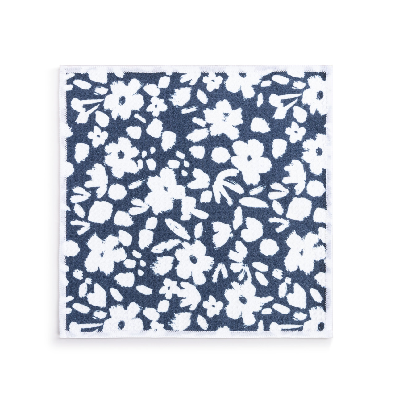 Navy Floral 2-Sided Dishcloth thumbnail