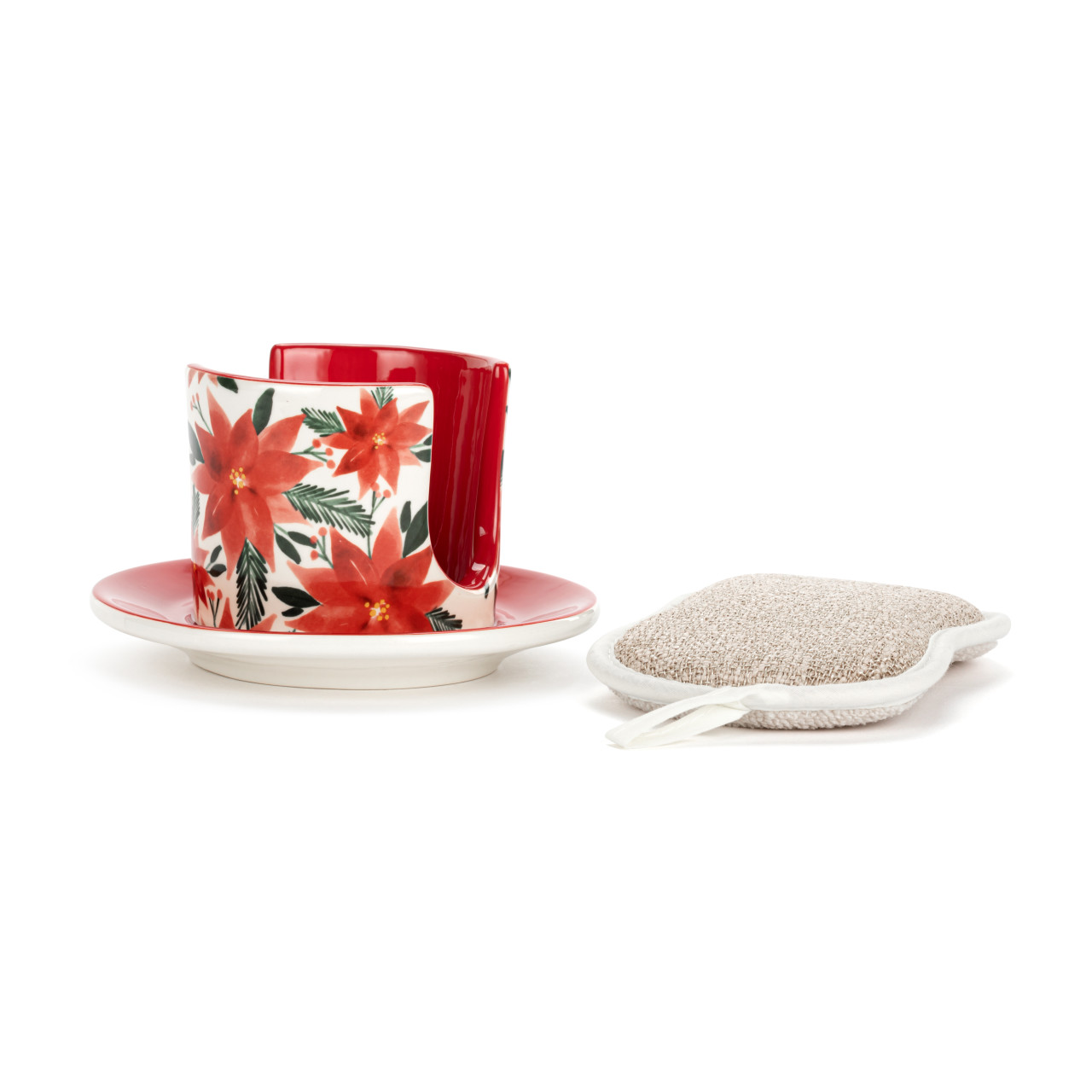Poinsettia Soap Dish with Sponge thumbnail