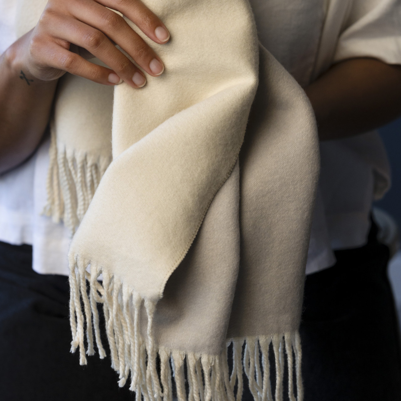 Giving Collection Cool Cream Fringed Giving Wrap thumbnail