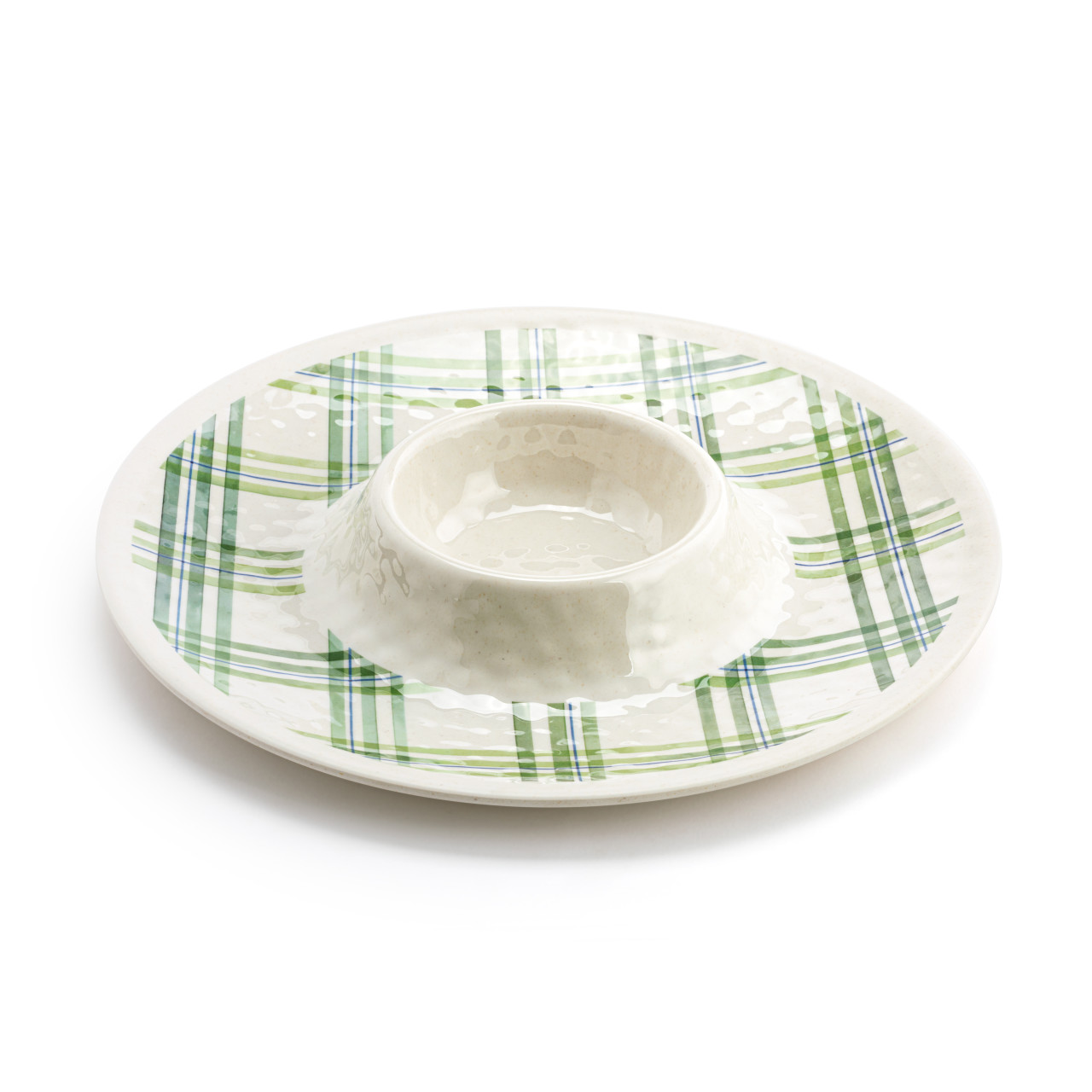 Green Plaid Melamine Chip & Dip Server thumbnail