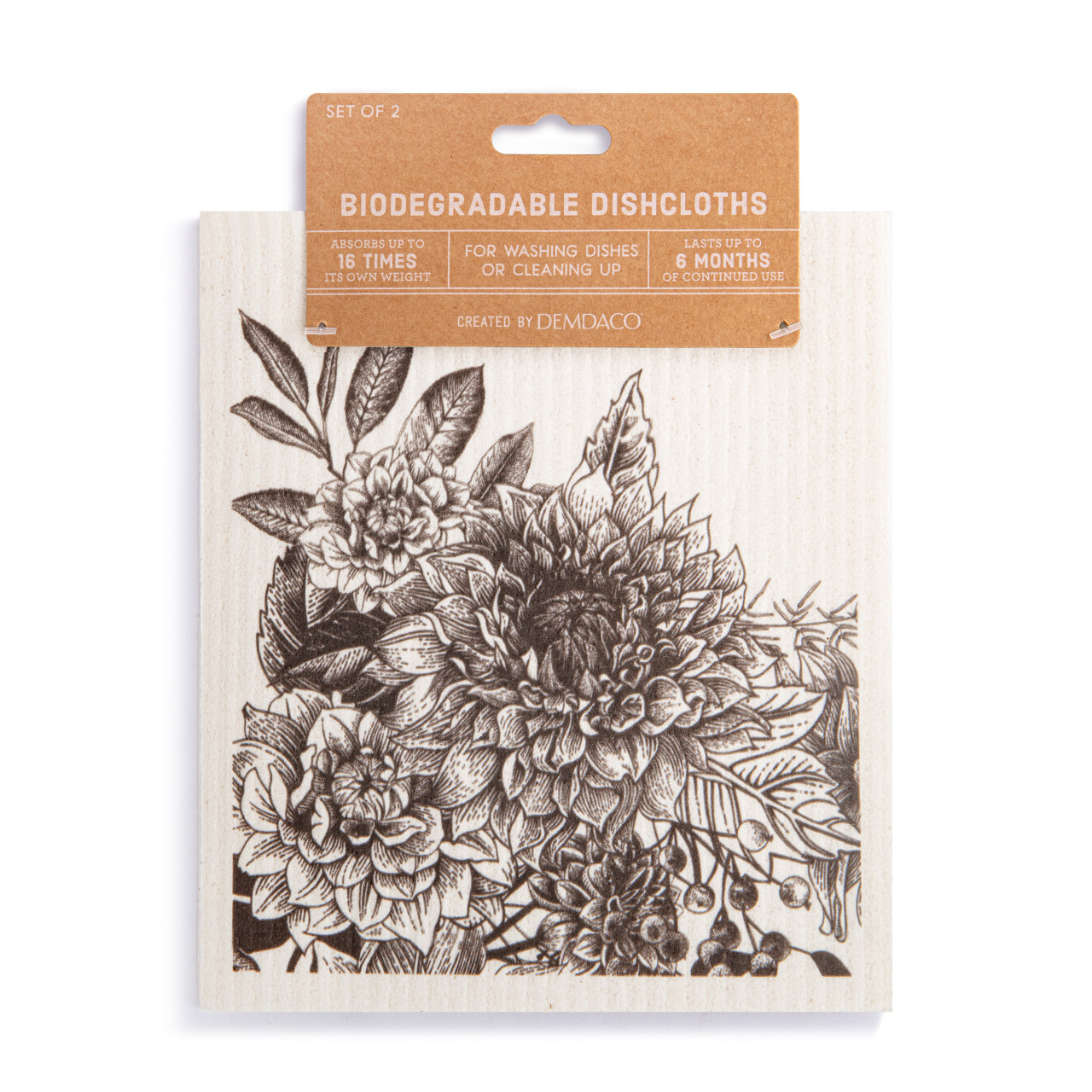 Biodegradable Dish Cloths Set of 2 - Floral thumbnail