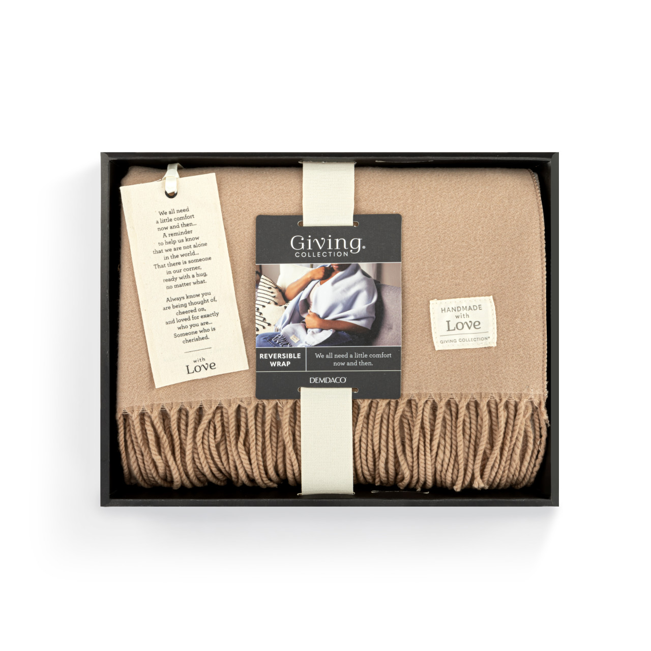 Giving Collection Camel Brown Fringed Giving Wrap thumbnail