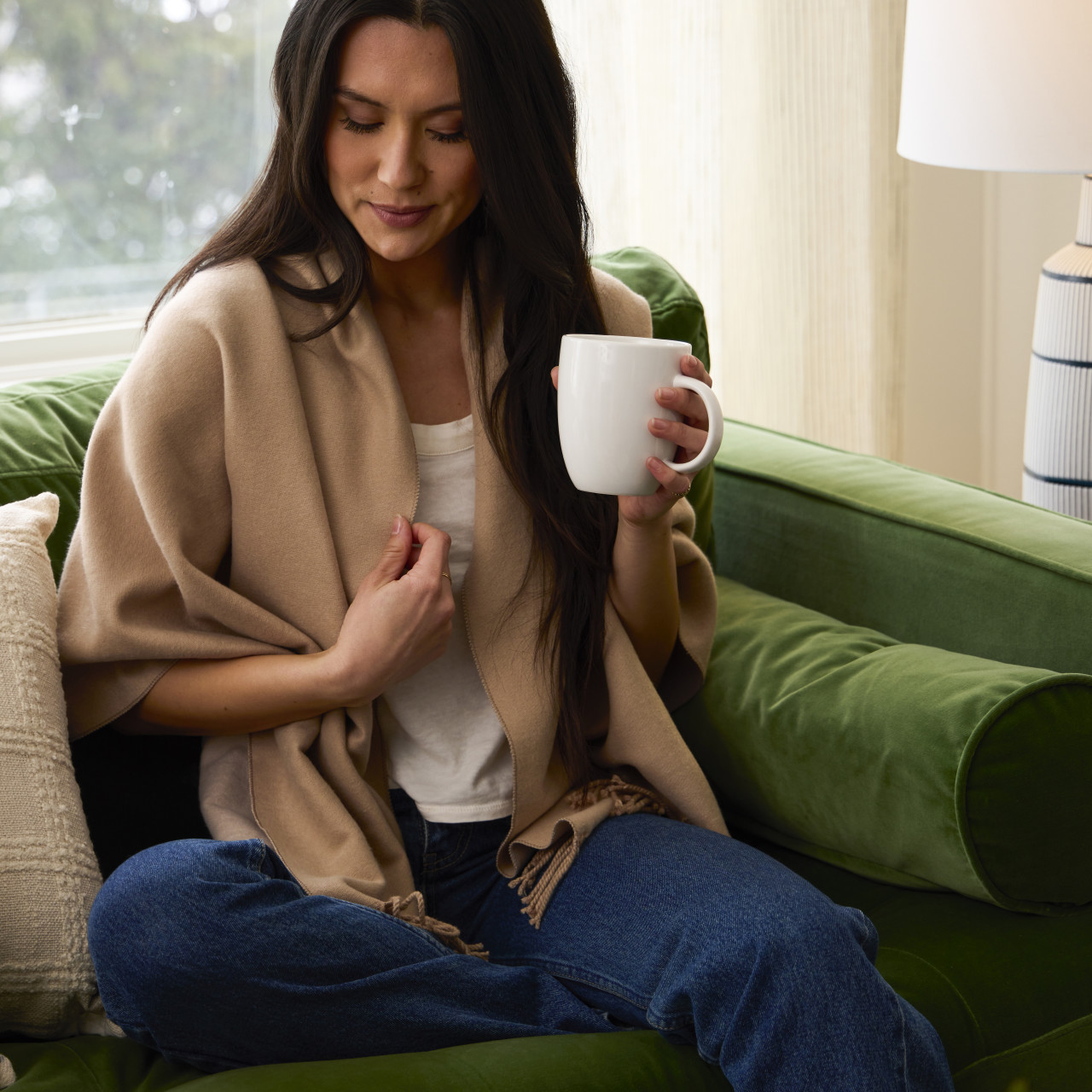 Giving Collection Camel Brown Fringed Giving Wrap thumbnail