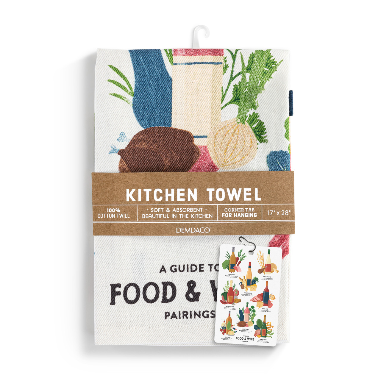 Food and Wine Pairings Cotton Twill Kitchen Towel thumbnail