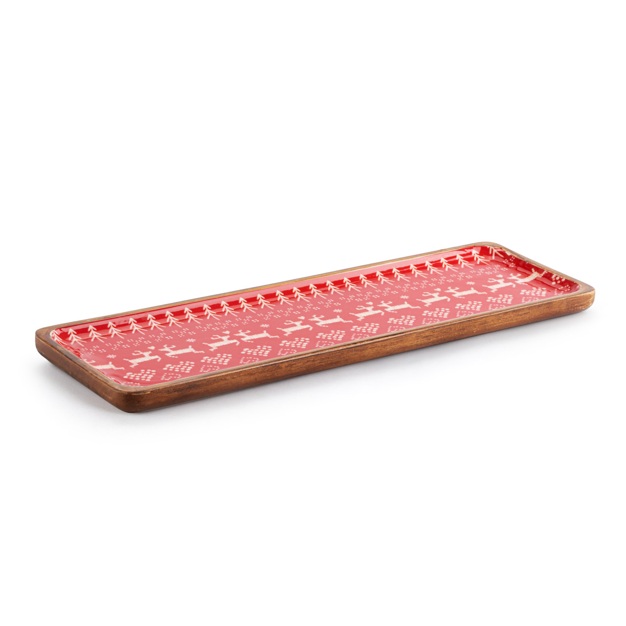 Red Scandi Knit Wood Enamel Tray thumbnail