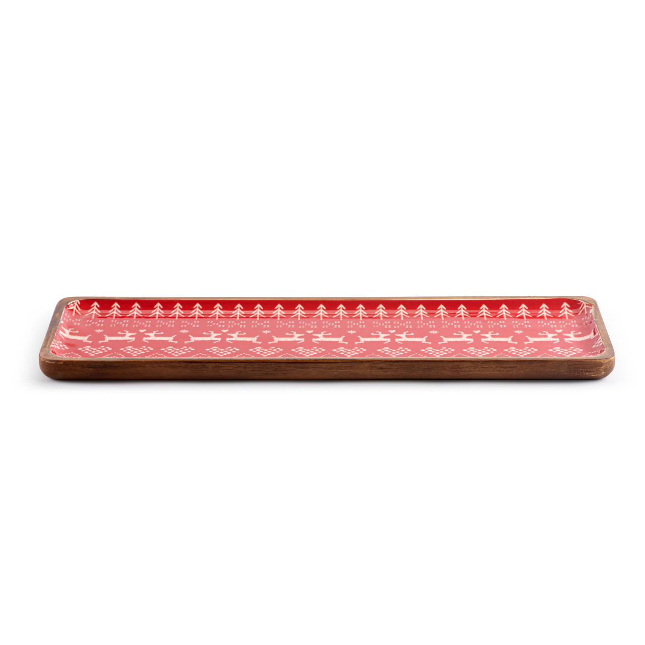 Red Scandi Knit Wood Enamel Tray thumbnail