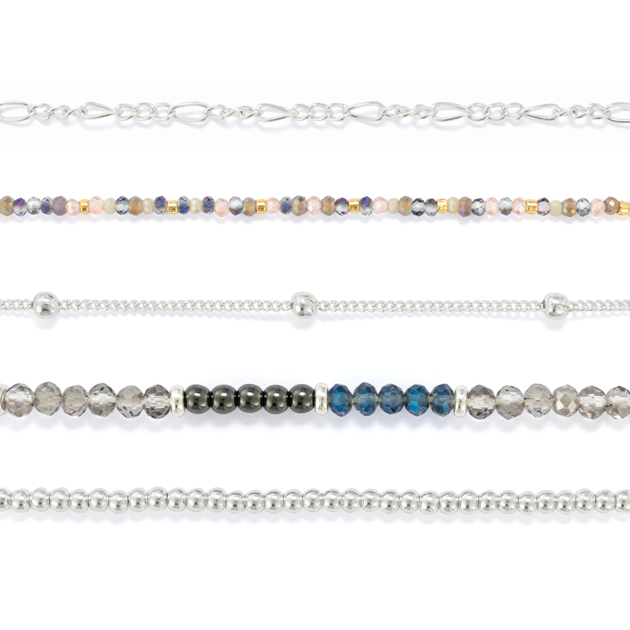 Bracelet Set of 5 - Gunmetal Silver thumbnail