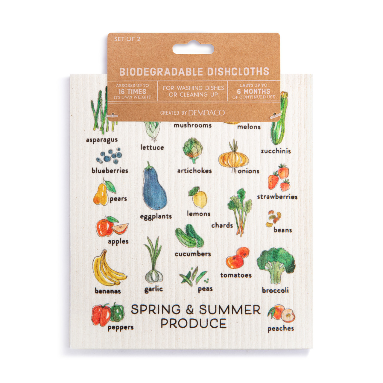 Biodegradable Dish Cloths Set of 2 - Spring Summer Produce thumbnail