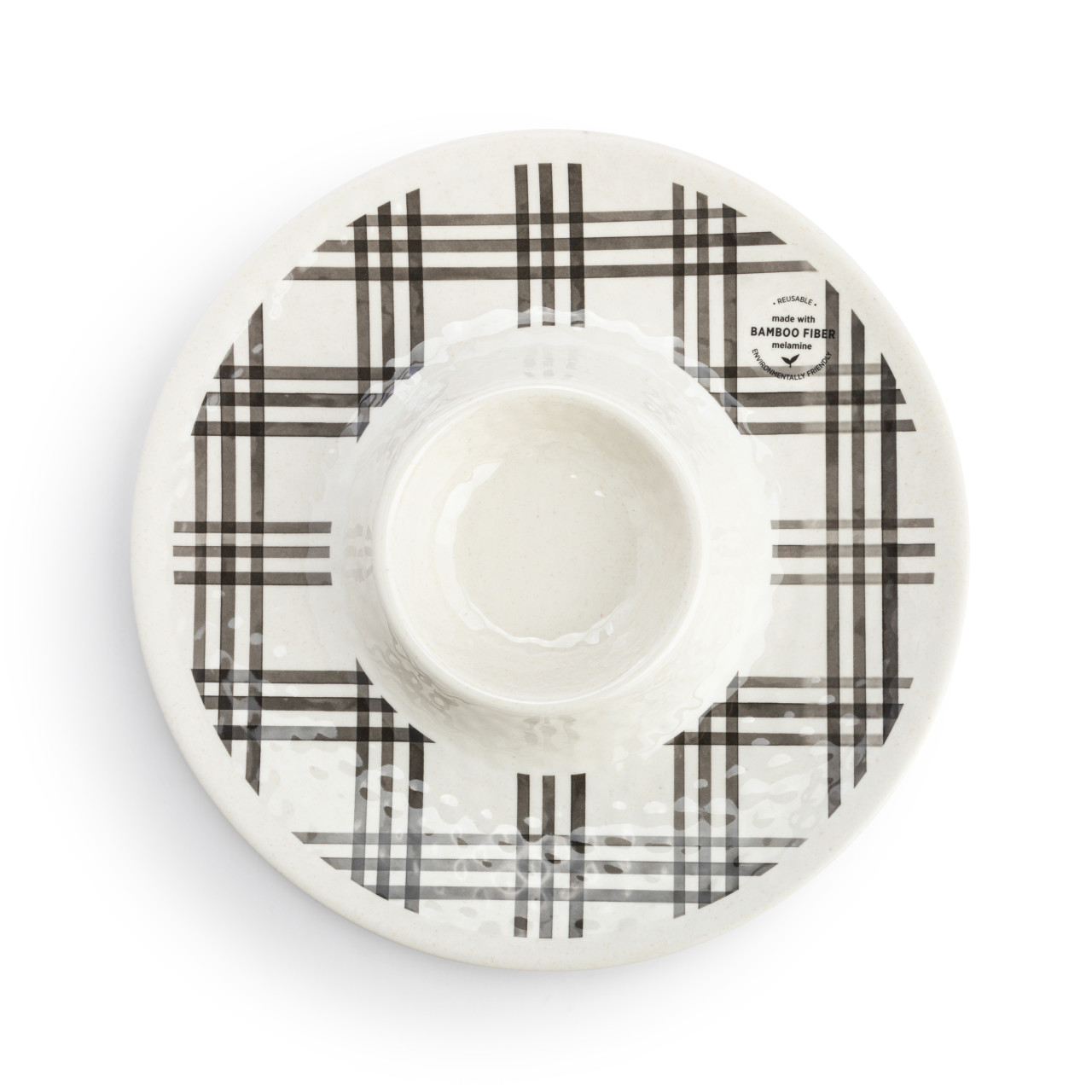 Black Plaid Melamine Chip & Dip Server thumbnail