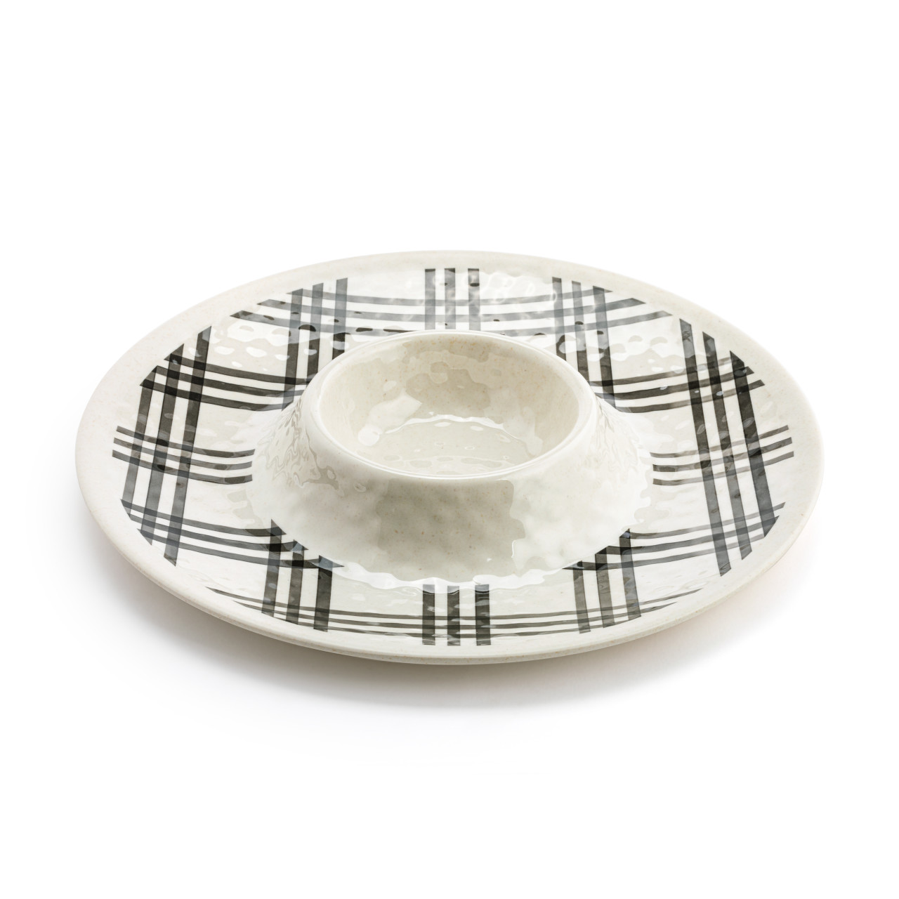 Black Plaid Melamine Chip & Dip Server thumbnail