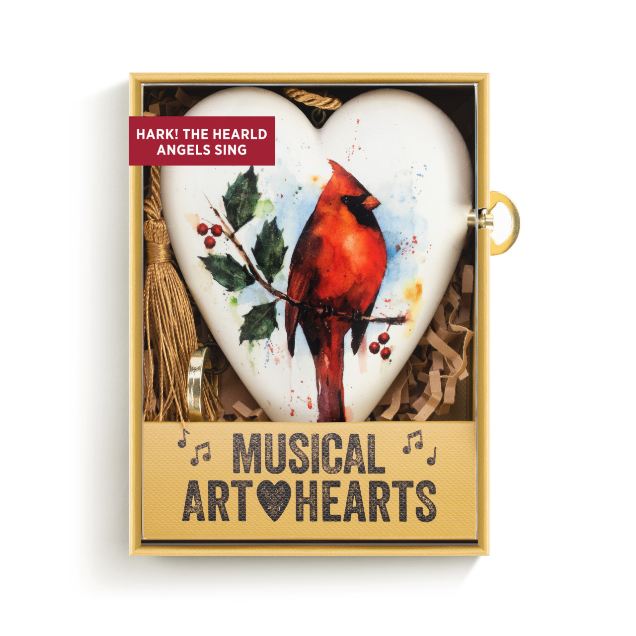 Art Hearts Musical Hark The Herald Angels Sing Cardinal Art Heart 3.5" x 3.5" thumbnail