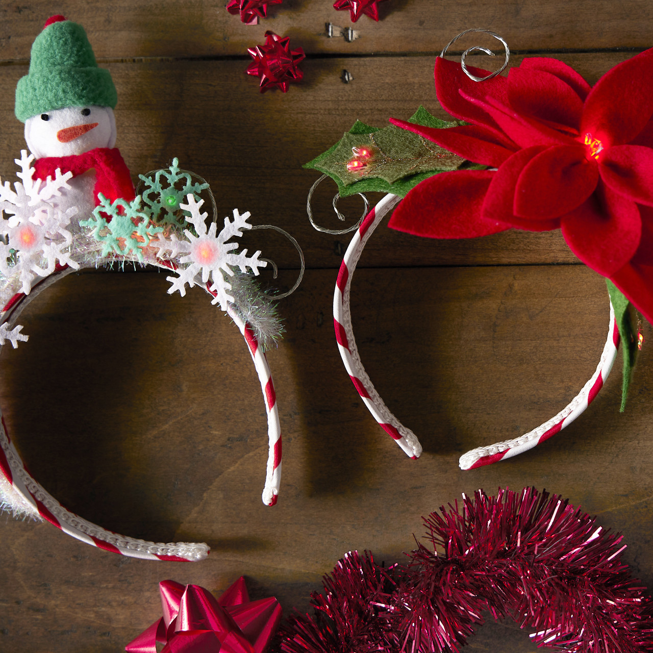 Lit Red Poinsettia Headband thumbnail