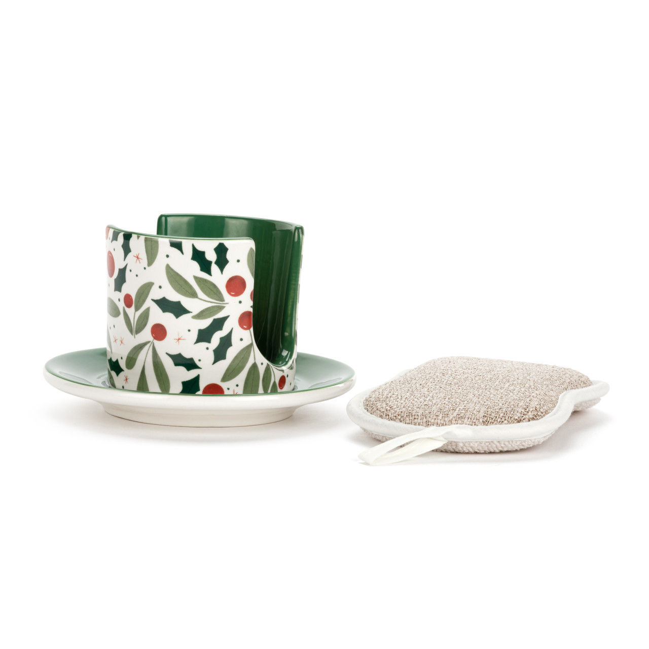 Holly Leaves Soap Dish with Sponge thumbnail