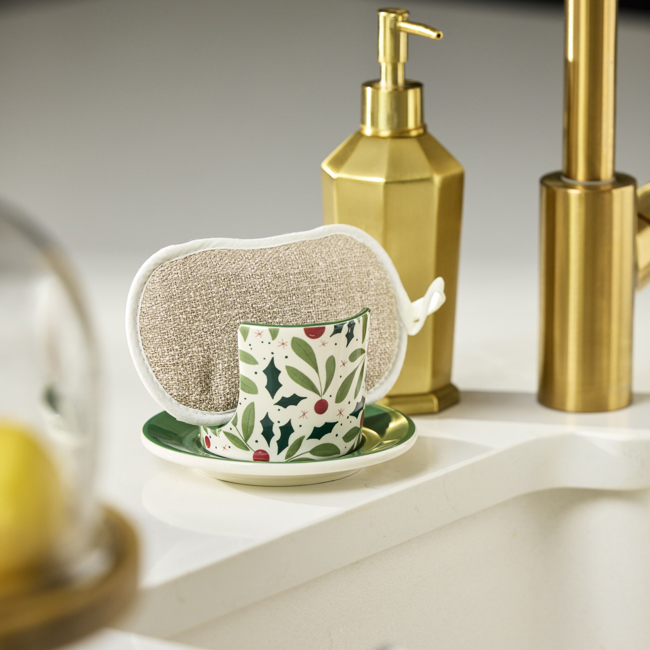 Holly Leaves Soap Dish with Sponge thumbnail