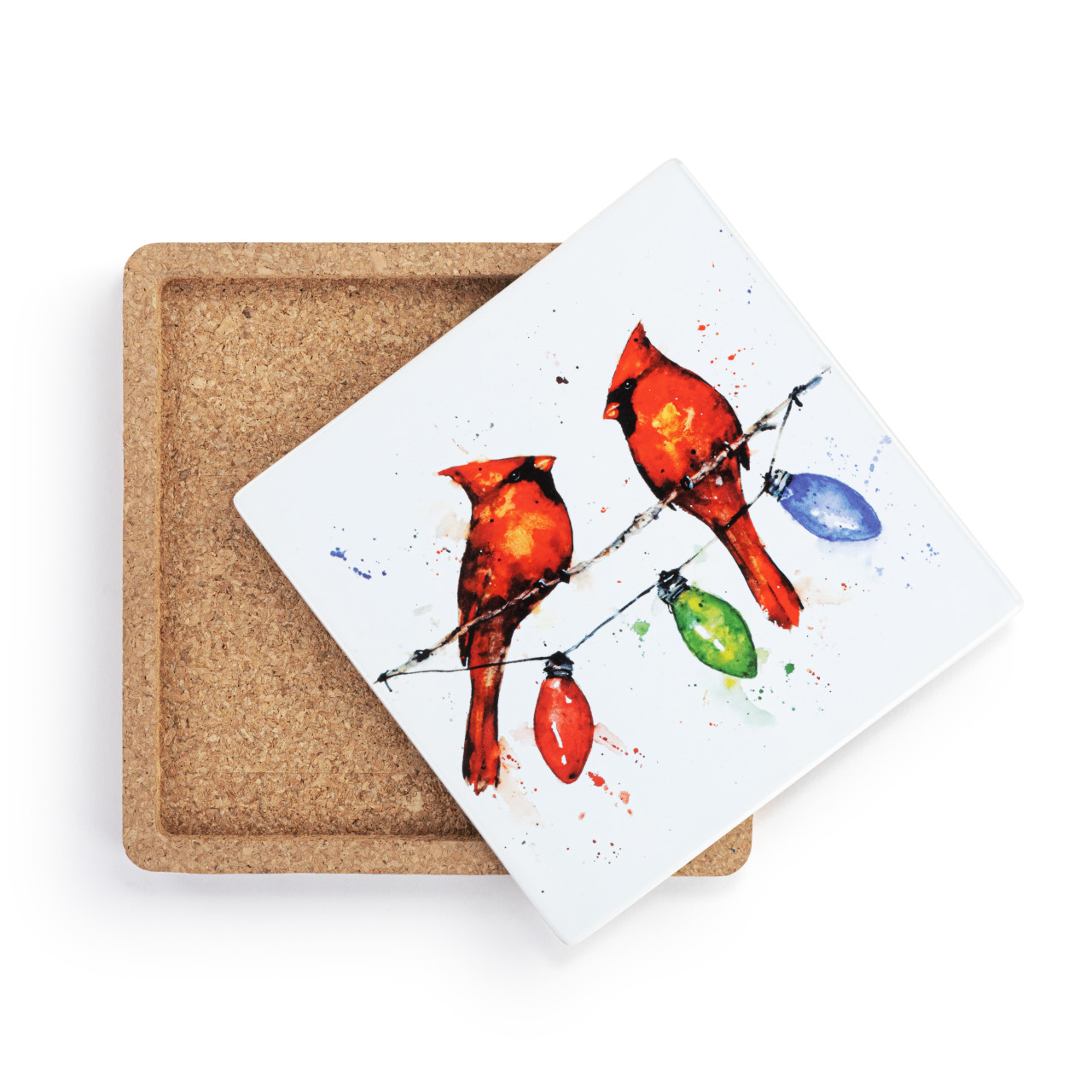 Cardinals on Lightstring Cork Base Trivet thumbnail