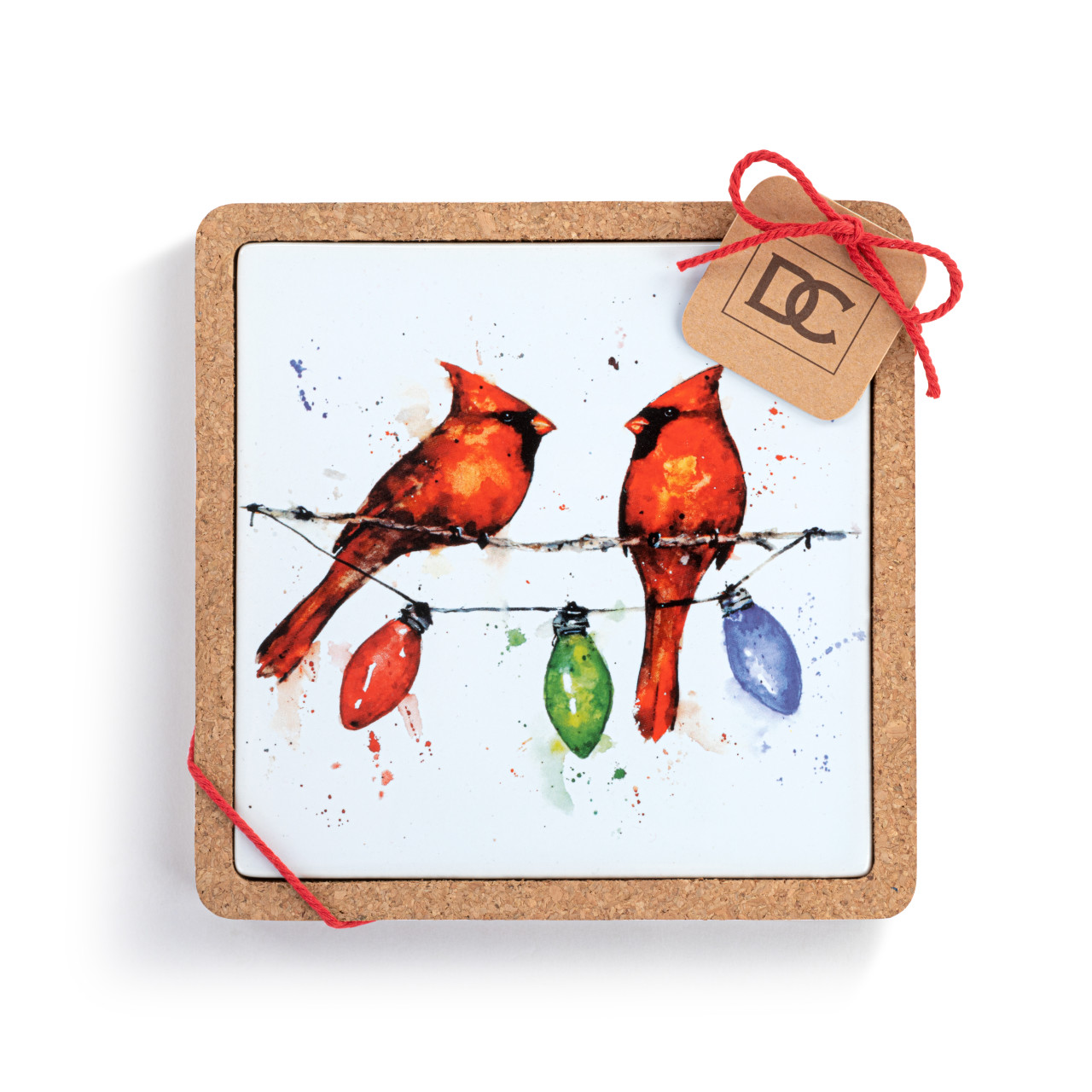 Cardinals on Lightstring Cork Base Trivet thumbnail