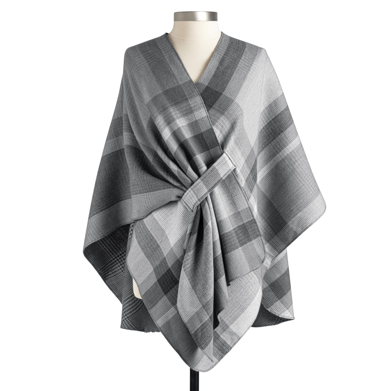 Plaid Reversible Wrap - Charcoal thumbnail