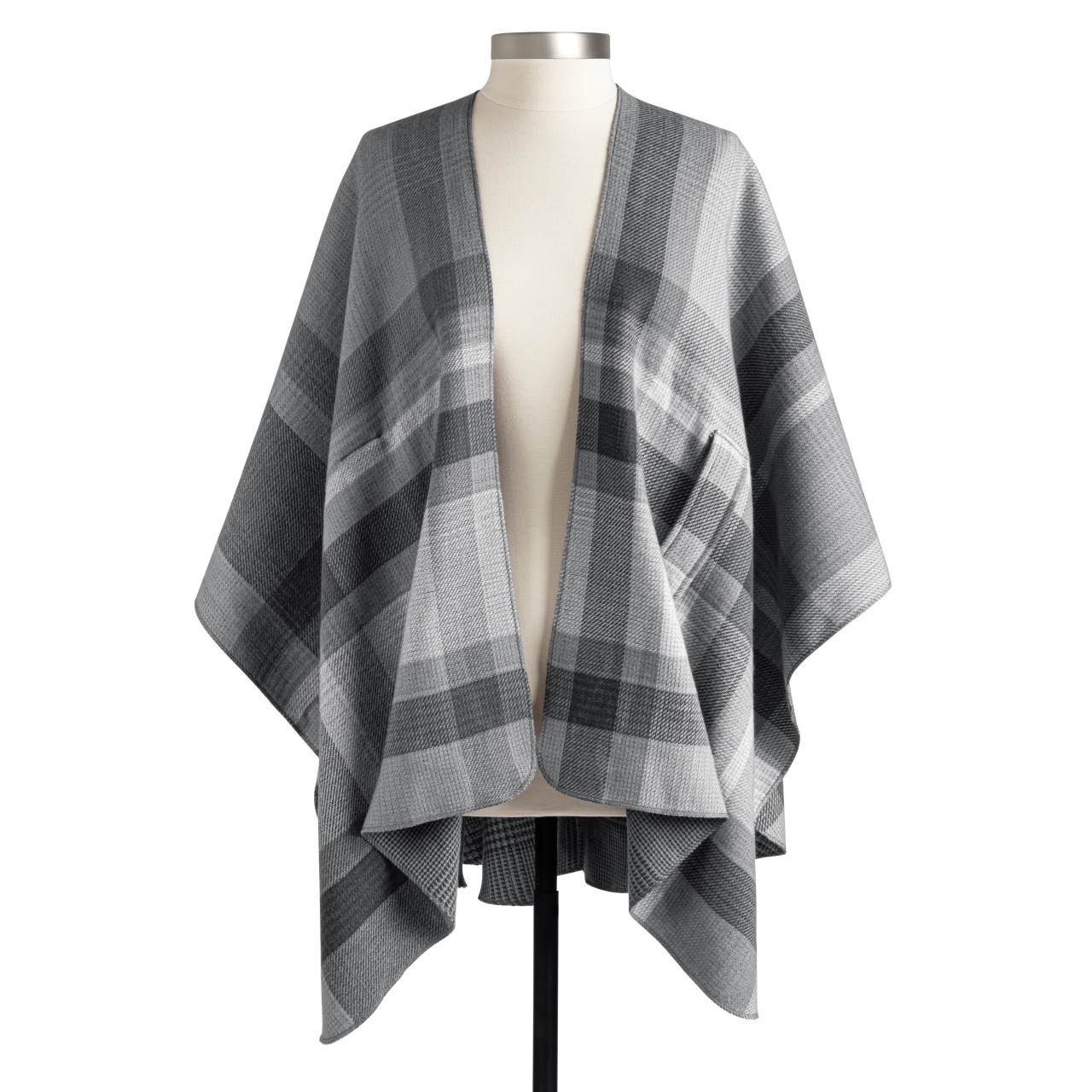 Plaid Reversible Wrap - Charcoal thumbnail
