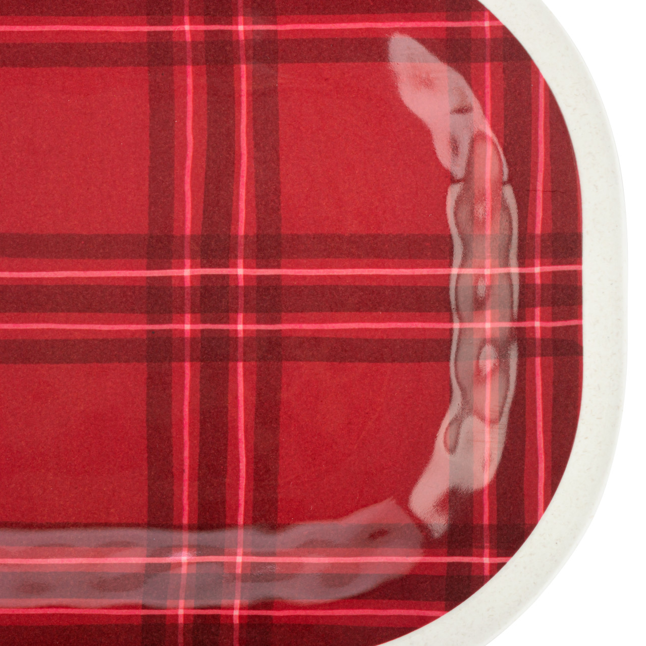 Red Plaid Medium Melamine Rectangular Platter thumbnail