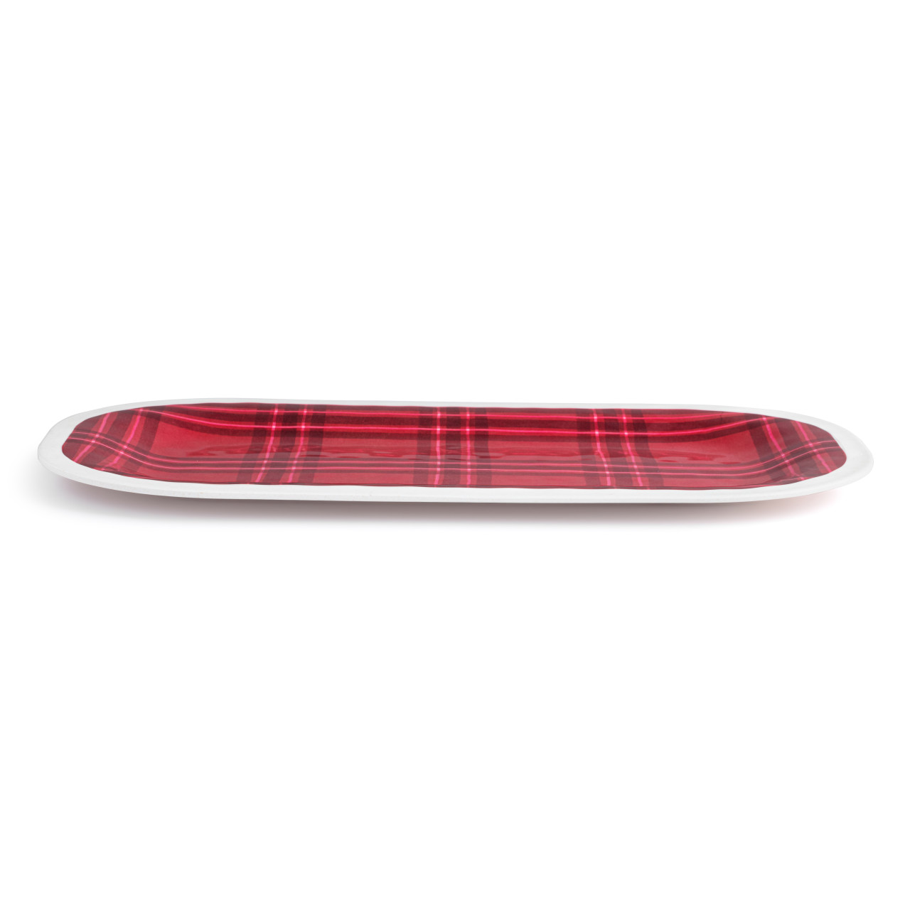 Red Plaid Medium Melamine Rectangular Platter thumbnail