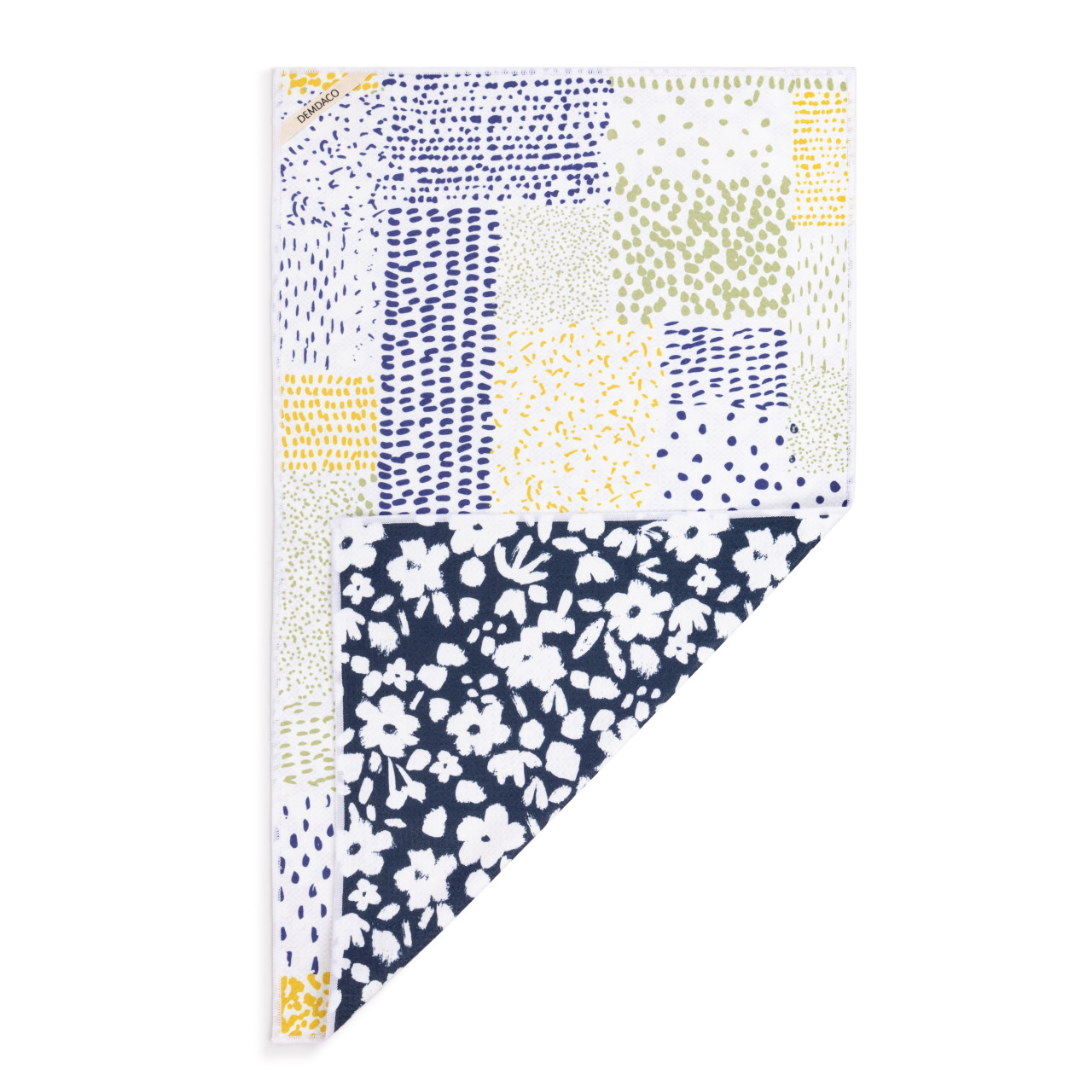 Navy Floral Absorbent Reversible Towel - 18x30in thumbnail