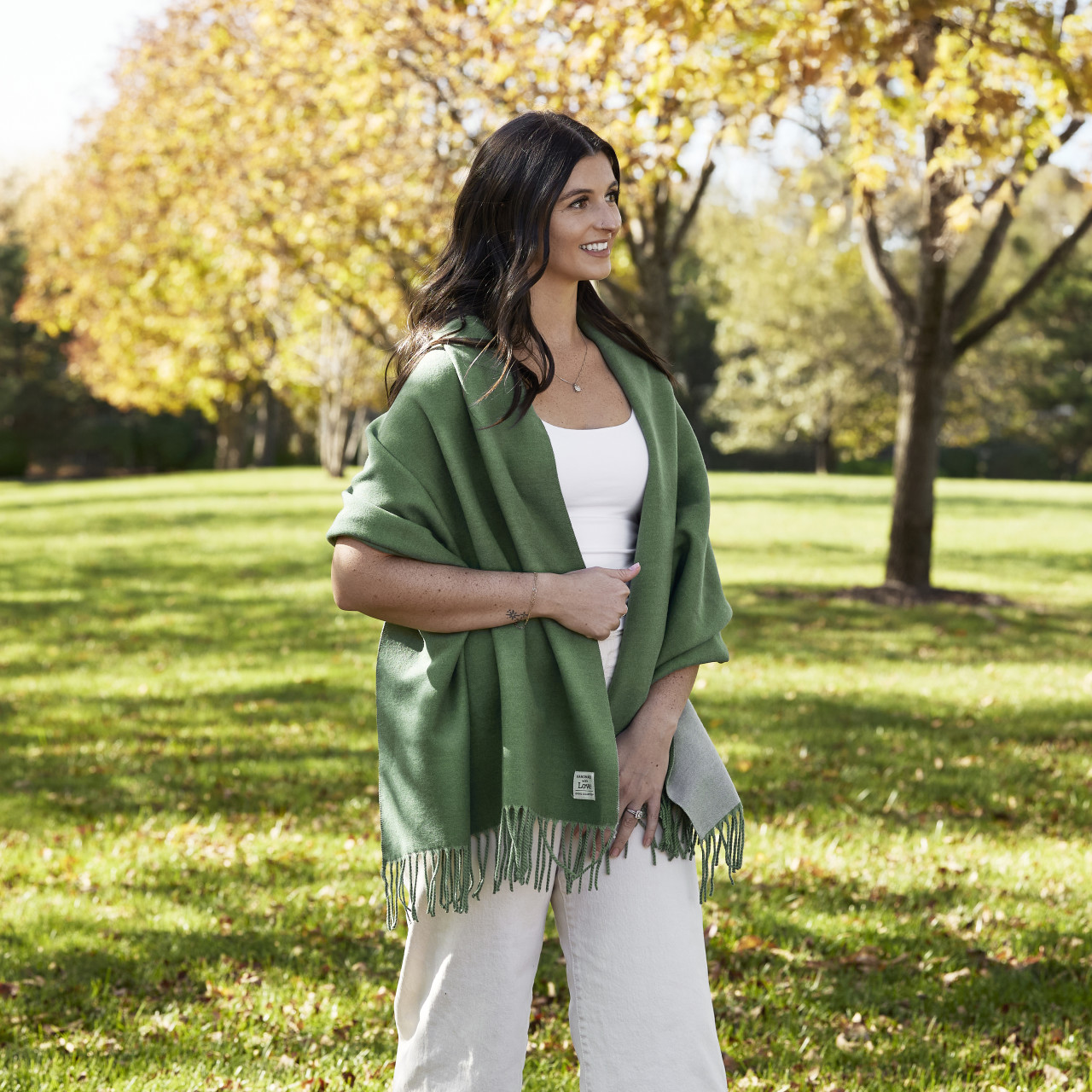 Giving Collection Vibrant Green Fringed Giving Wrap thumbnail