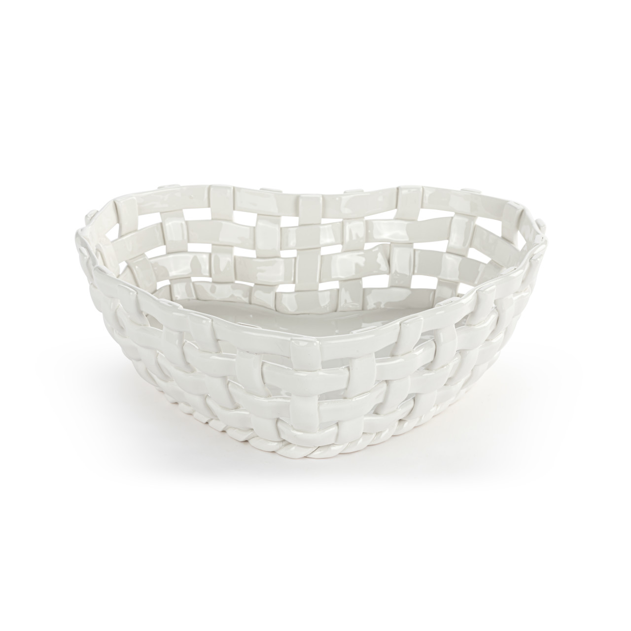 Gather 'Round Ceramic Heart-Shaped Bread Basket With Towel thumbnail