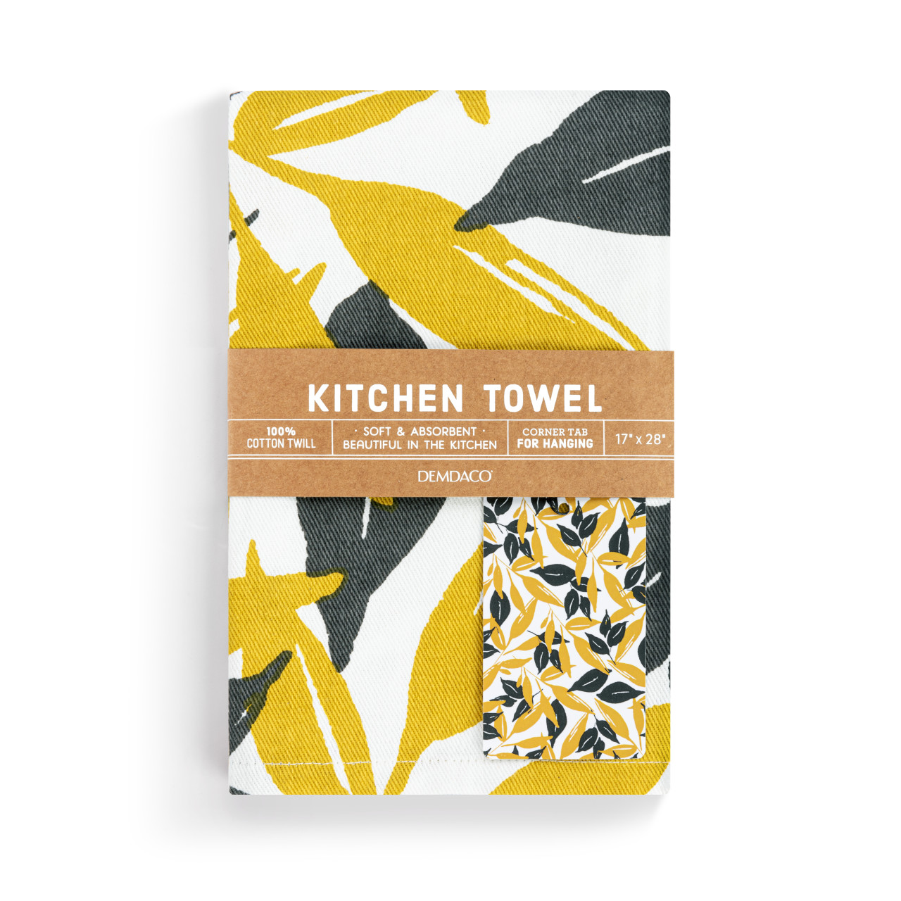 Gold Grey Leaves Kitchen Towel thumbnail