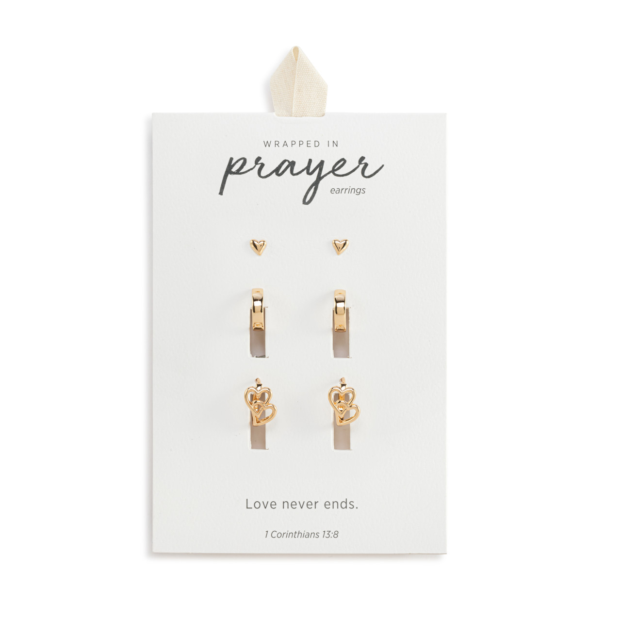 Dainty Double Heart Earrings Set of 3 - Gold thumbnail