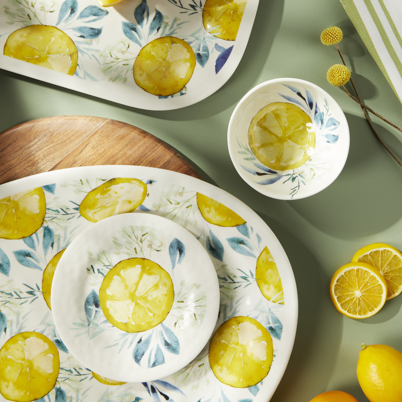 Lemons Melamine Appetizer Plates - Set of 4 thumbnail