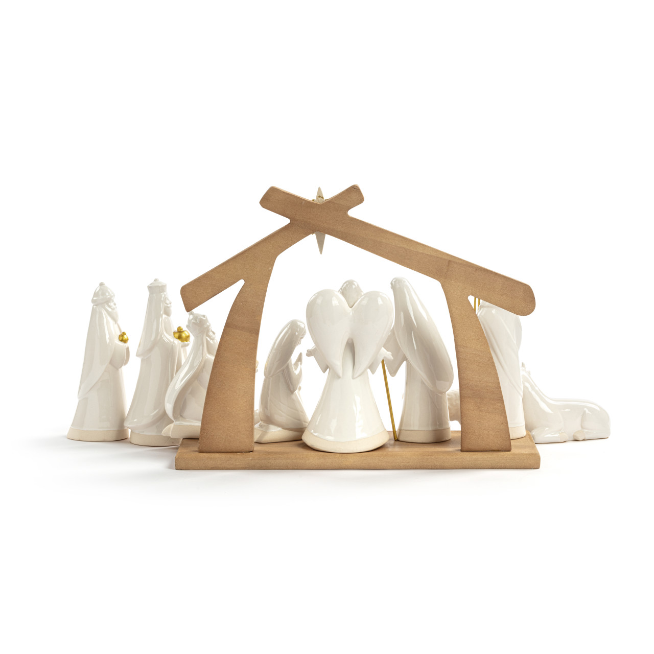 Faithful Finds Ceramic Christmas Nativity Set With Figurines 13" x 11" thumbnail