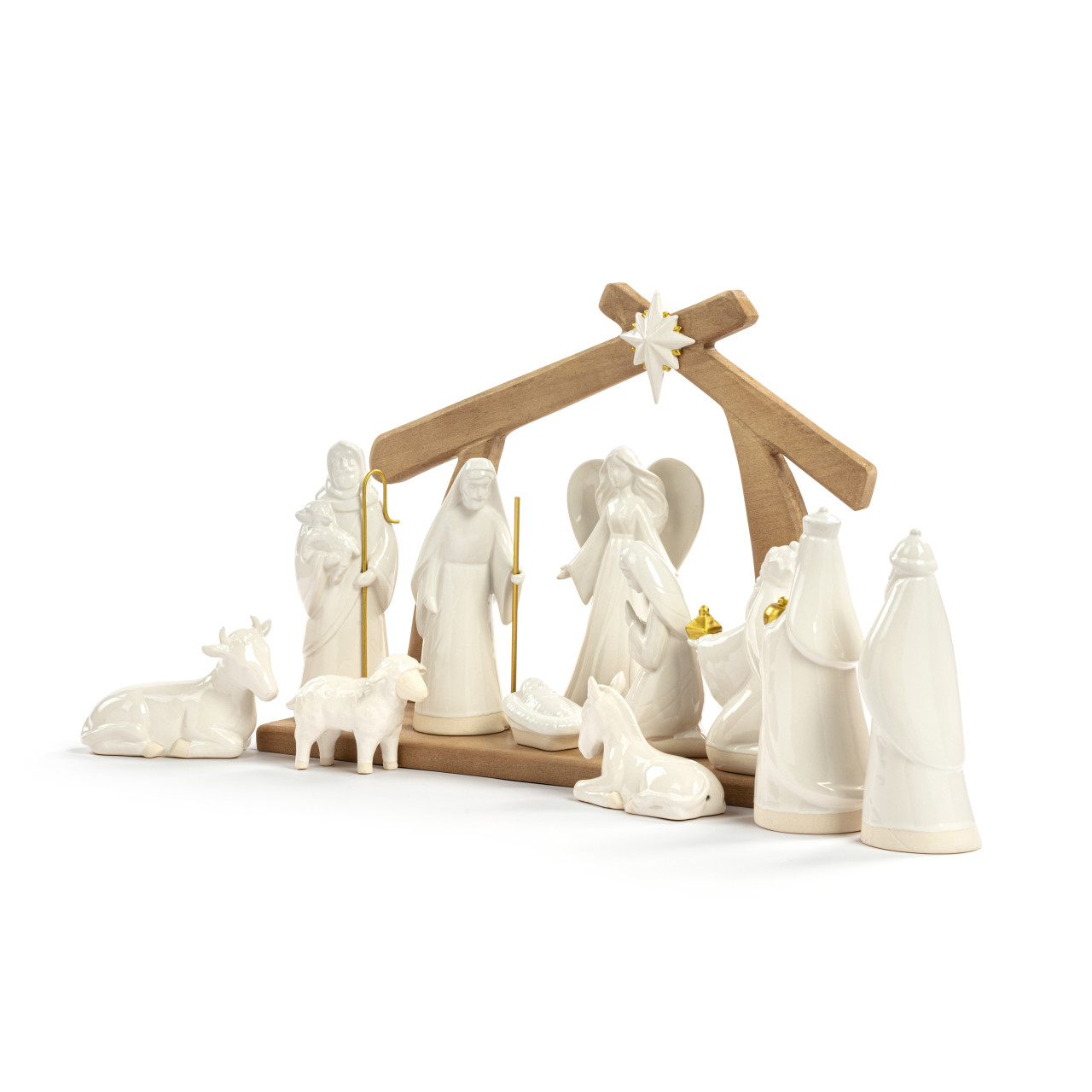 Faithful Finds Ceramic Christmas Nativity Set With Figurines 13" x 11" thumbnail