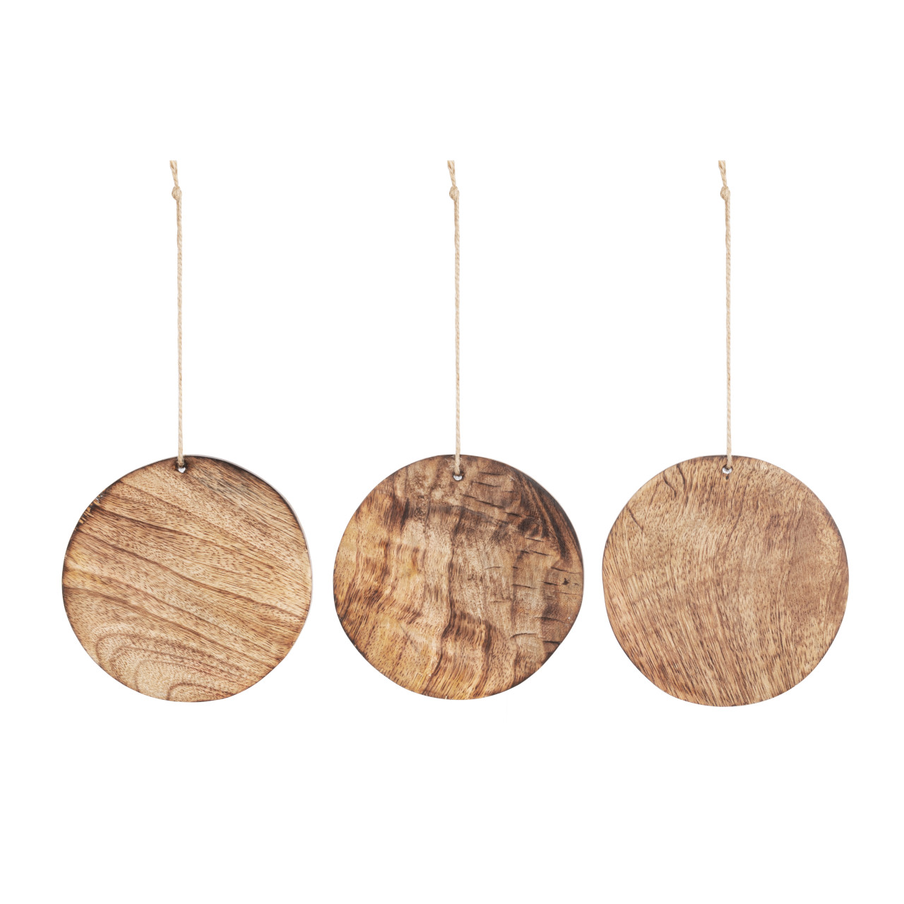 Round Whitewashed Wood Snowflake Ornaments - 3 Assorted thumbnail