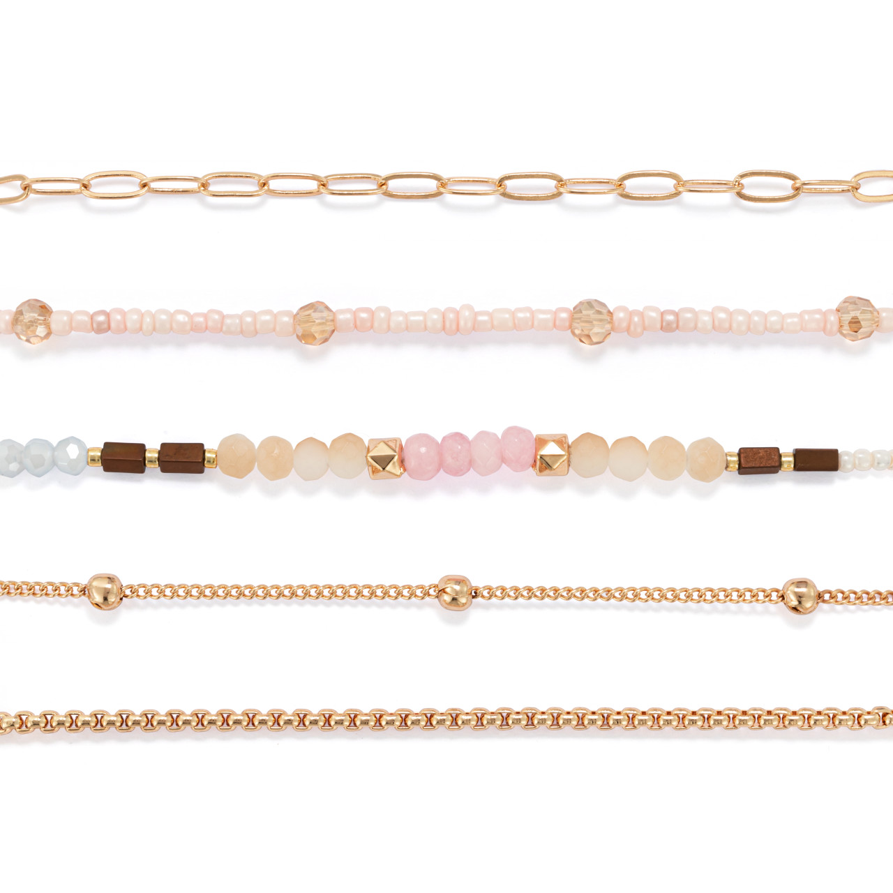 Bracelet Set of 5 - Multicolor Gold thumbnail