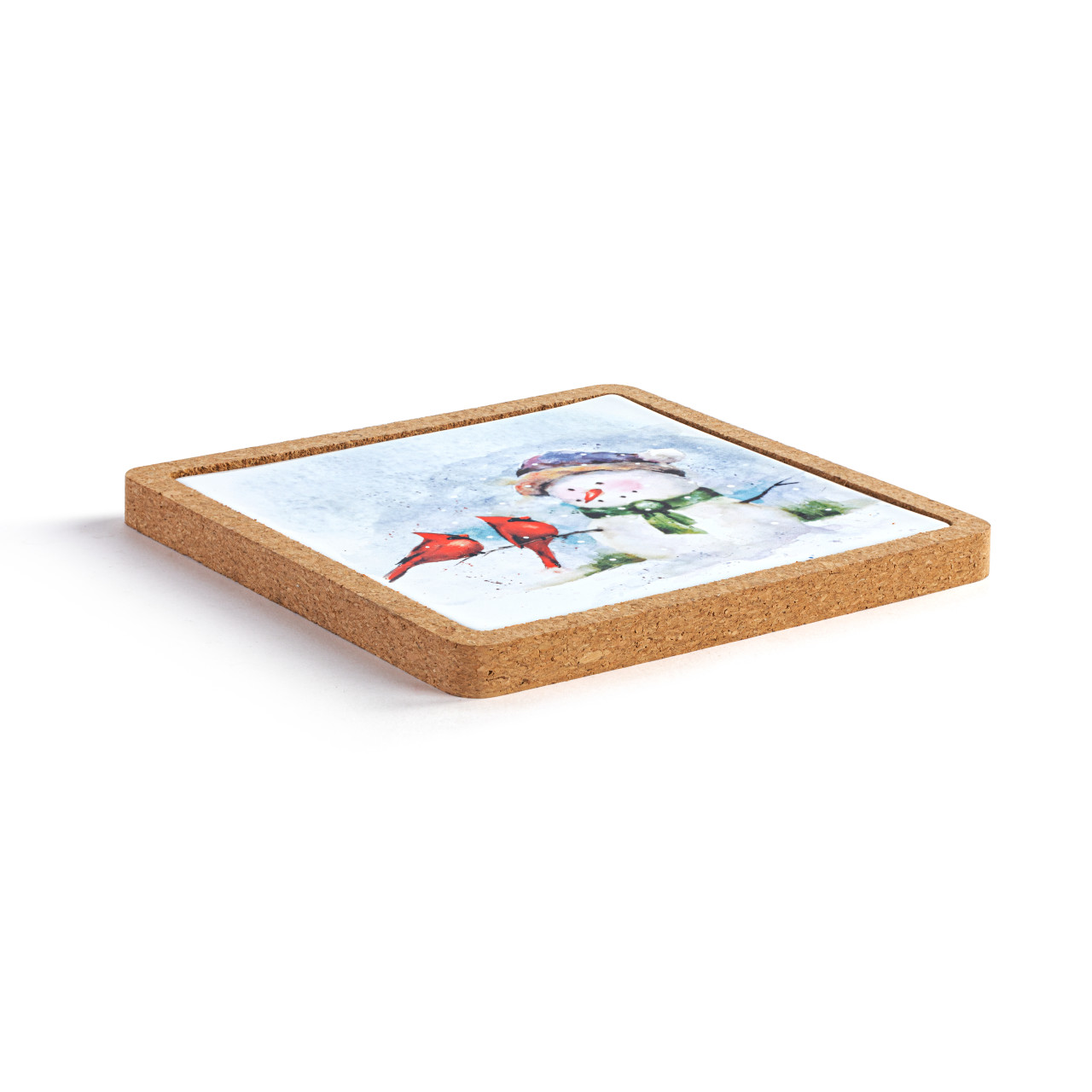 Snowman and Cardinals Cork Base Trivet thumbnail