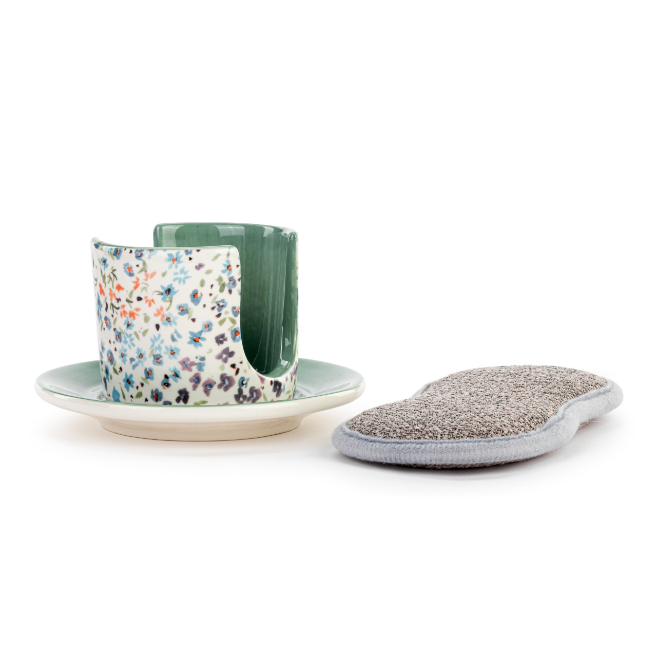 Tiny Floral Soap Dish with Sponge thumbnail