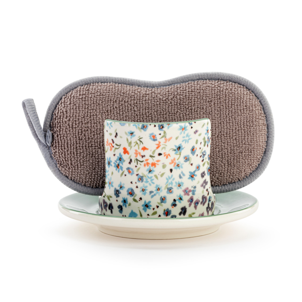 Tiny Floral Soap Dish with Sponge thumbnail