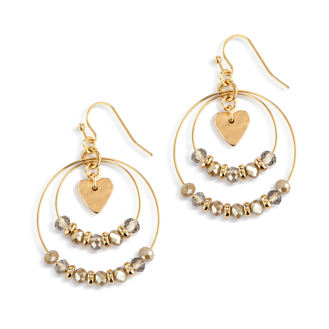 Beaded Love Earrings - Gray thumbnail