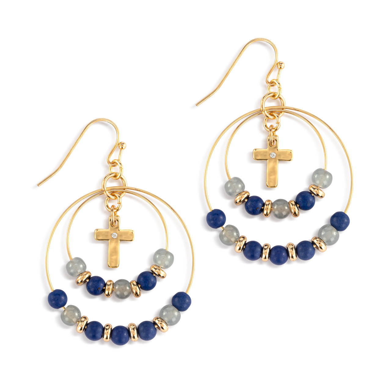 Beaded Prayer Earrings - Indigo thumbnail