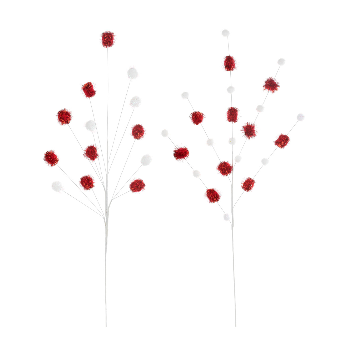 Red White Pom Pom Spray - 2 Assorted thumbnail