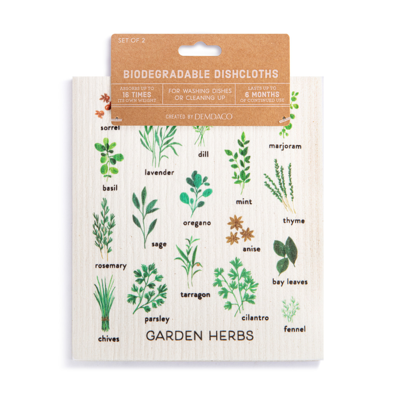 Biodegradable Dish Cloths Set of 2 - Garden Herbs thumbnail