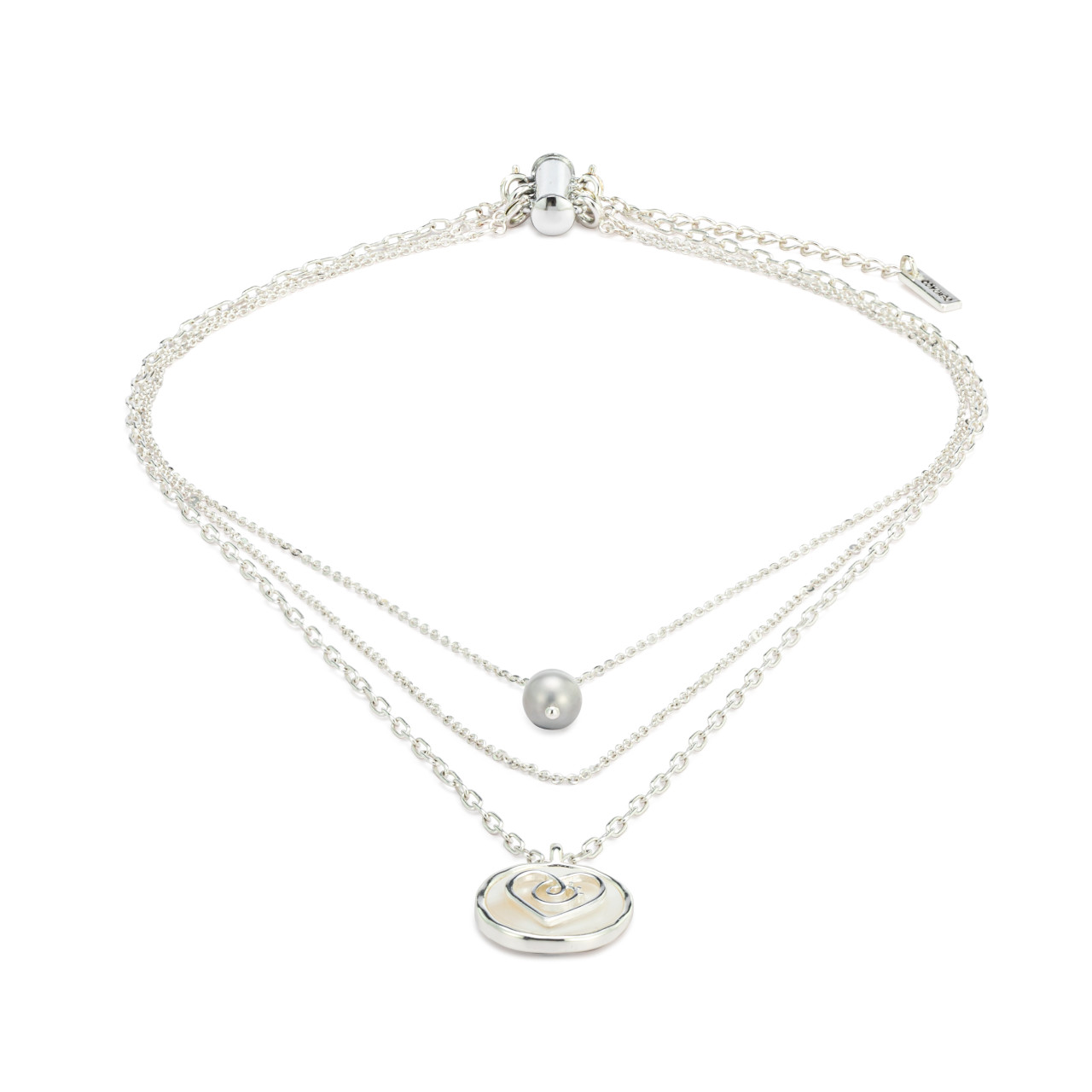 Grateful Heart Mother of Pearl Necklace - Silver thumbnail