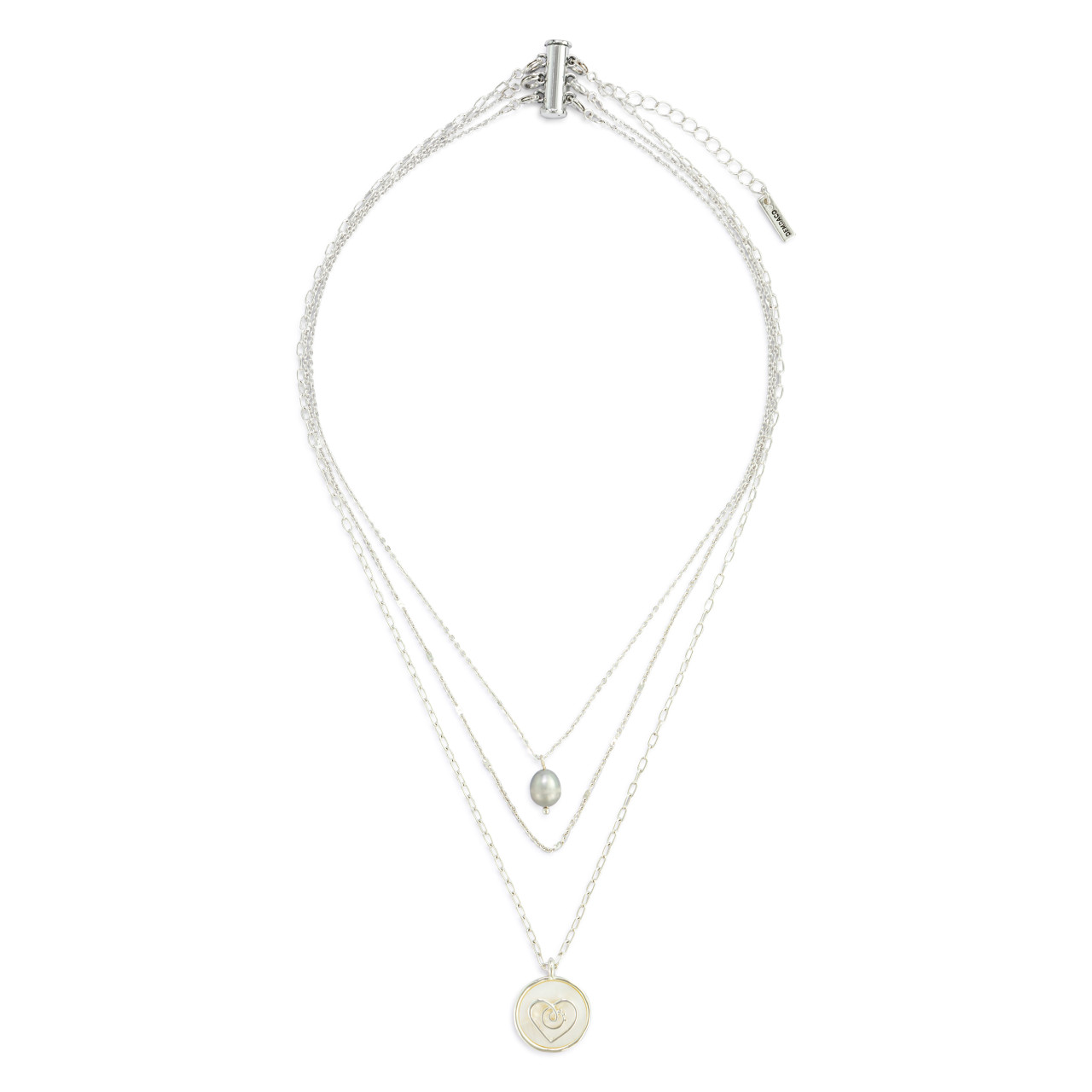 Grateful Heart Mother of Pearl Necklace - Silver thumbnail