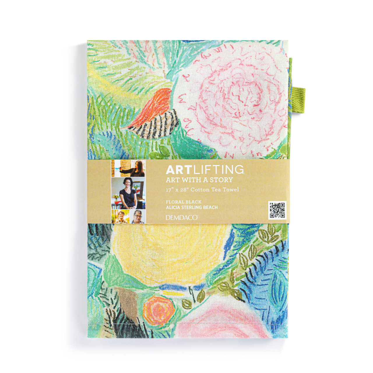 ArtLifting Tea Towel - Floral Black thumbnail