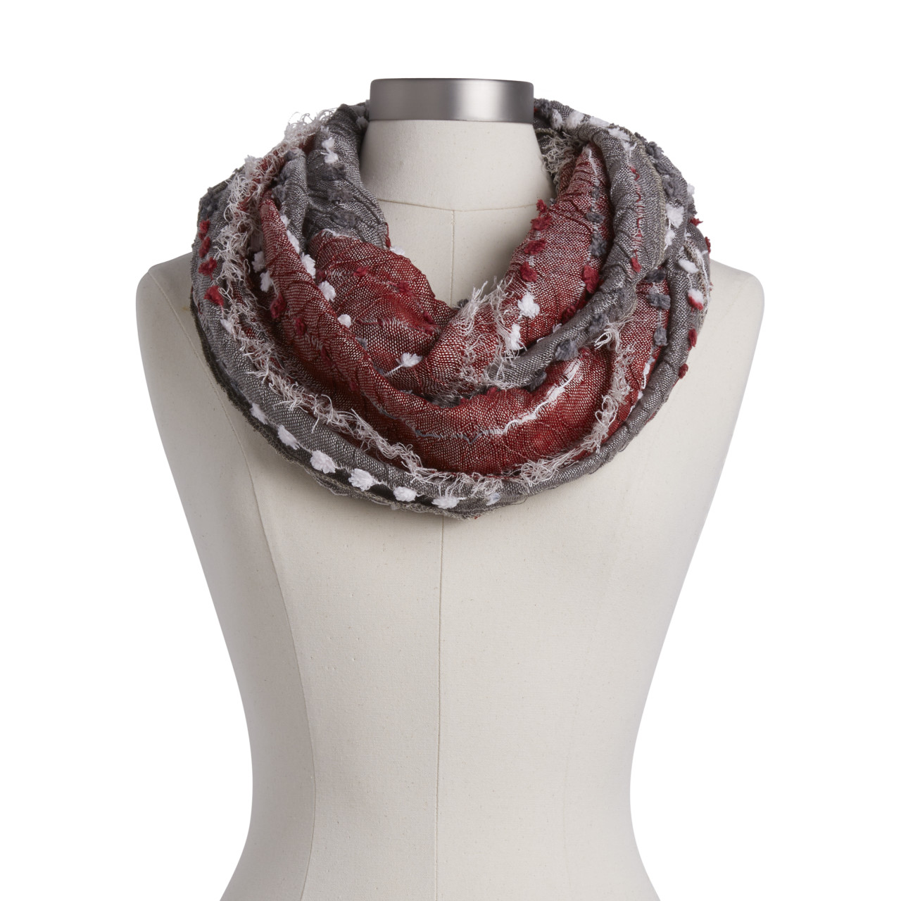 Textured Infinity Scarf - Red Mix thumbnail