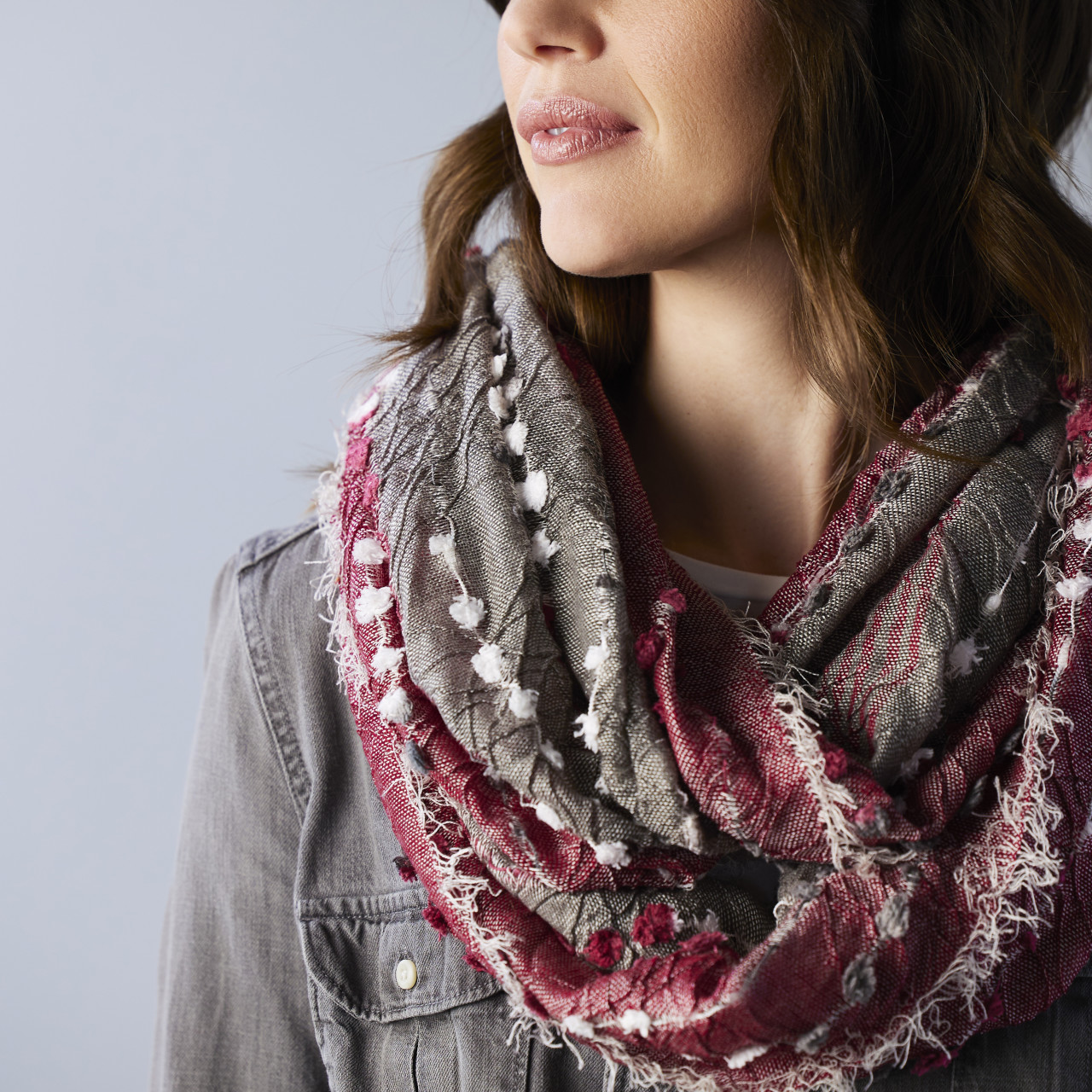 Textured Infinity Scarf - Red Mix thumbnail