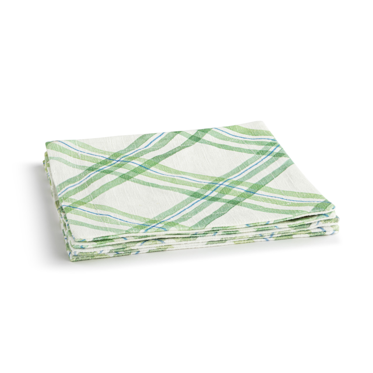 Green Plaid Fabric Cocktail Napkin thumbnail