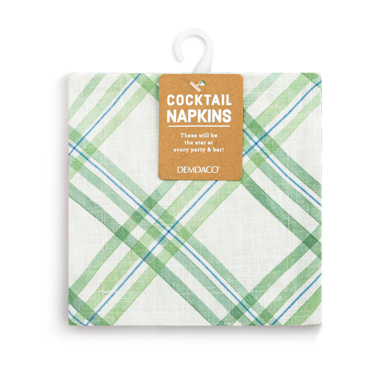 Green Plaid Fabric Cocktail Napkin thumbnail